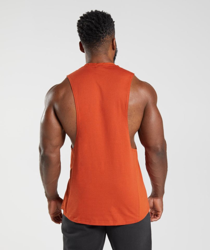 Men's Gymshark React Drop Arm Tanks Orange | CA 3608D1